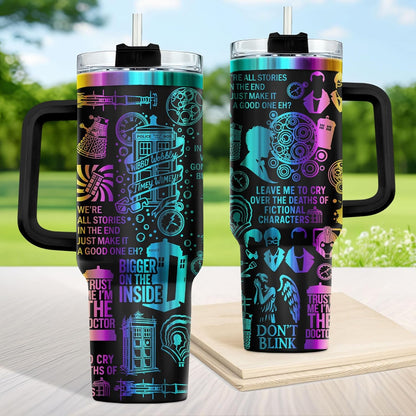Fantasy Cat Dinosaur 40 oz Tumbler with Handle, Cat Lover Gift | Feline Lover Gift, Feline Kitty Whiskers Paw Meow Fur Baby Enchanted Magical Mythical Quest Tumbler