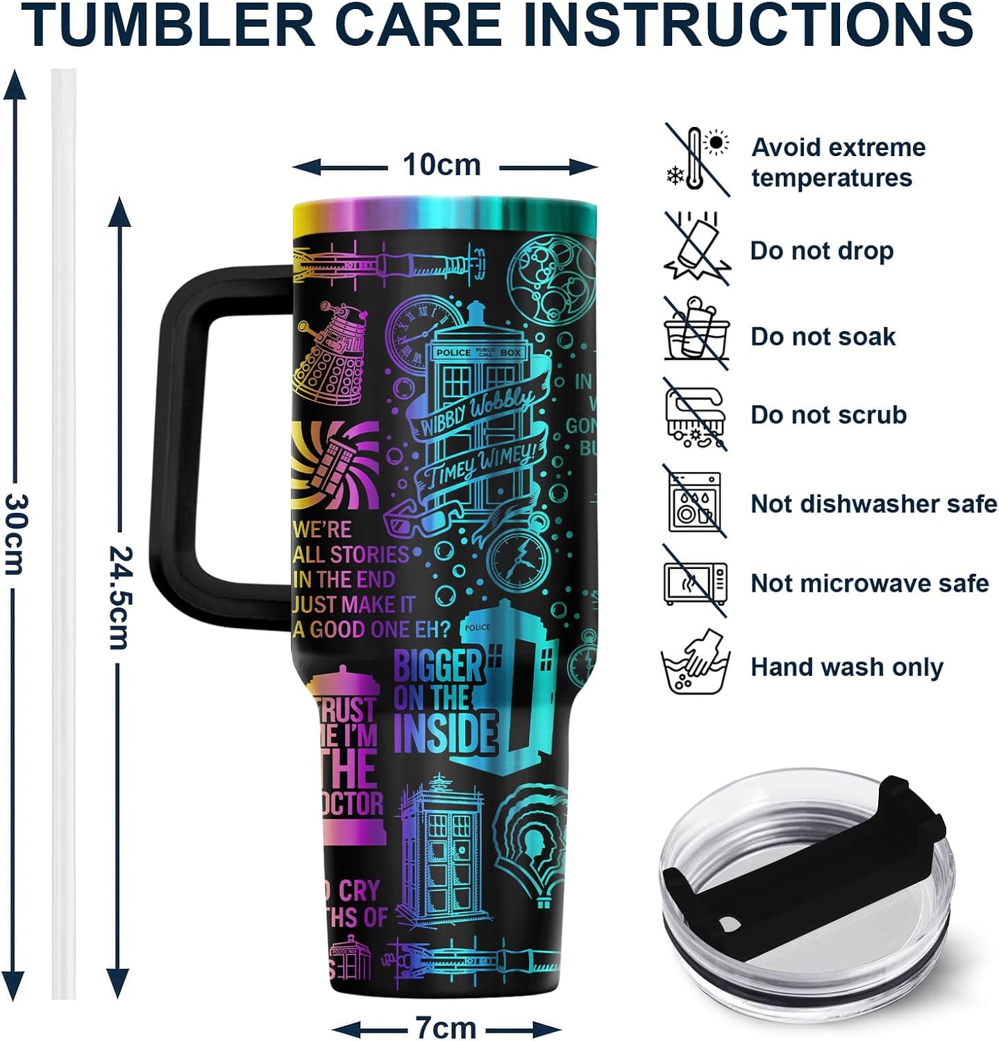 Fantasy Cat Dinosaur 40 oz Tumbler with Handle, Cat Lover Gift | Feline Lover Gift, Feline Kitty Whiskers Paw Meow Fur Baby Enchanted Magical Mythical Quest Tumbler