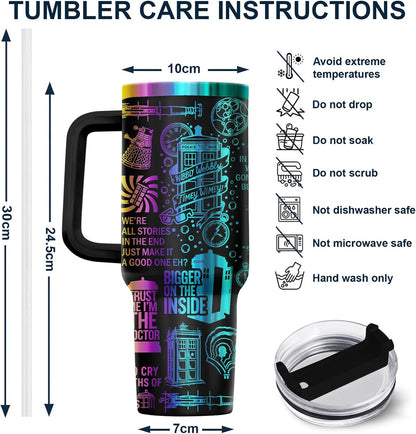 Fantasy Cat Dinosaur 40 oz Tumbler with Handle, Cat Lover Gift | Feline Lover Gift, Feline Kitty Whiskers Paw Meow Fur Baby Enchanted Magical Mythical Quest Tumbler