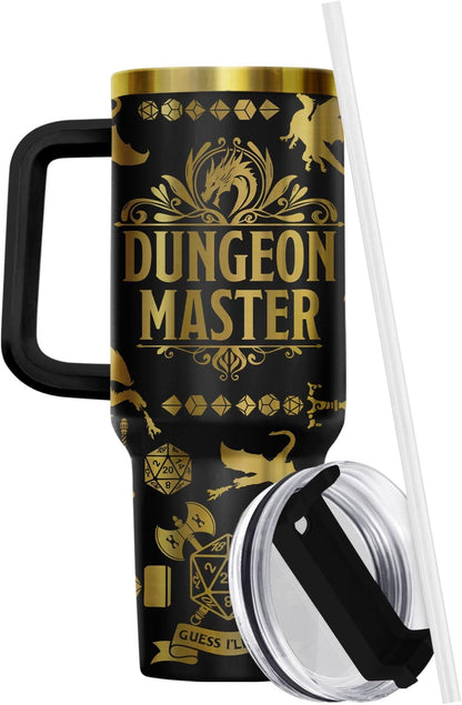 Fantasy Cat Dinosaur 40 oz Tumbler with Handle, Cat Lover Gift | Feline Lover Gift, Feline Kitty Whiskers Paw Meow Fur Baby Enchanted Magical Mythical Quest Tumbler