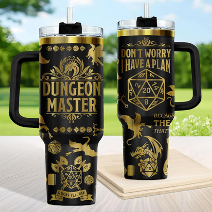 Fantasy Cat Dinosaur 40 oz Tumbler with Handle, Cat Lover Gift | Feline Lover Gift, Feline Kitty Whiskers Paw Meow Fur Baby Enchanted Magical Mythical Quest Tumbler