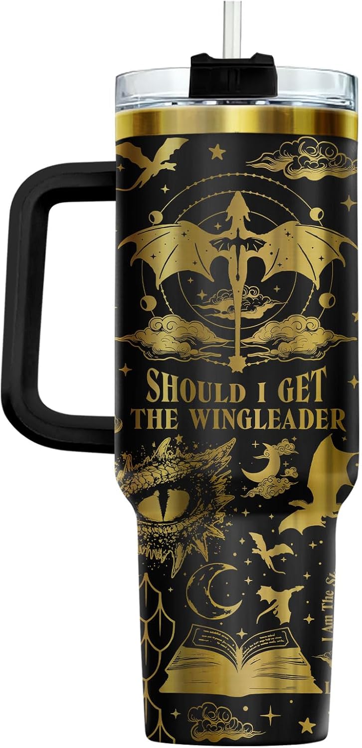 Fantasy Cat Dinosaur 40 oz Tumbler with Handle, Cat Lover Gift | Feline Lover Gift, Feline Kitty Whiskers Paw Meow Fur Baby Enchanted Magical Mythical Quest Tumbler