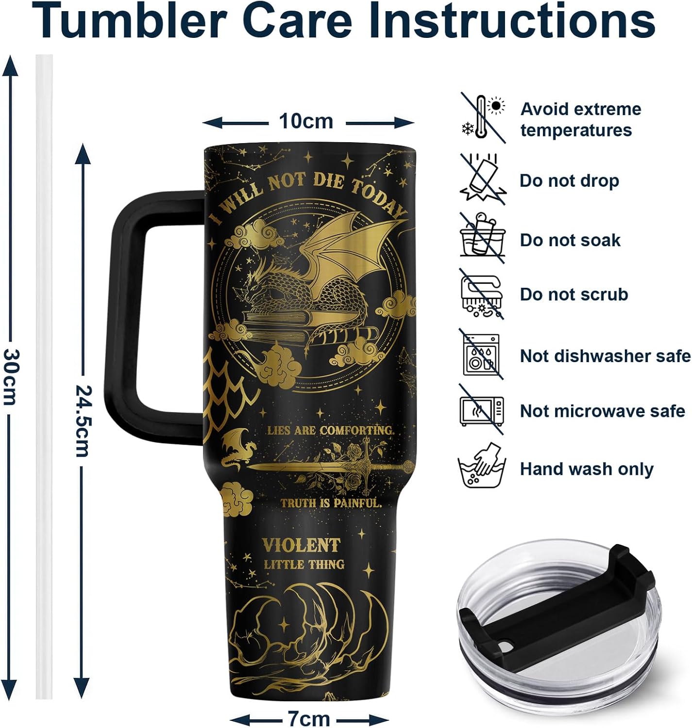 Fantasy Cat Dinosaur 40 oz Tumbler with Handle, Cat Lover Gift | Feline Lover Gift, Feline Kitty Whiskers Paw Meow Fur Baby Enchanted Magical Mythical Quest Tumbler
