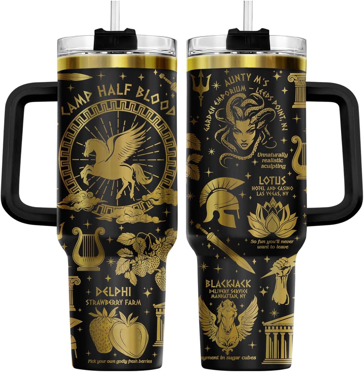 Fantasy Cat Dinosaur 40 oz Tumbler with Handle, Cat Lover Gift | Feline Lover Gift, Feline Kitty Whiskers Paw Meow Fur Baby Enchanted Magical Mythical Quest Tumbler