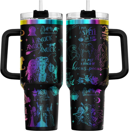 Fantasy Cat Dinosaur 40 oz Tumbler with Handle, Cat Lover Gift | Feline Lover Gift, Feline Kitty Whiskers Paw Meow Fur Baby Enchanted Magical Mythical Quest Tumbler