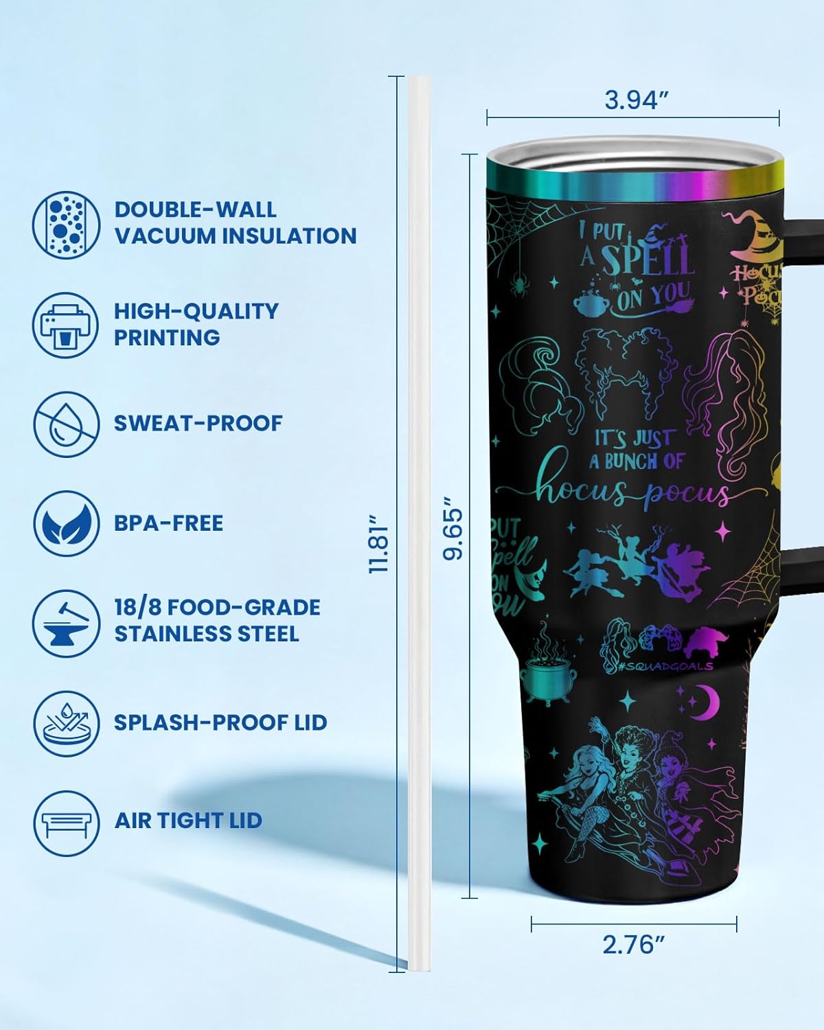 Fantasy Cat Dinosaur 40 oz Tumbler with Handle, Cat Lover Gift | Feline Lover Gift, Feline Kitty Whiskers Paw Meow Fur Baby Enchanted Magical Mythical Quest Tumbler