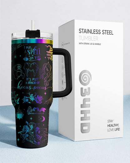 Fantasy Cat Dinosaur 40 oz Tumbler with Handle, Cat Lover Gift | Feline Lover Gift, Feline Kitty Whiskers Paw Meow Fur Baby Enchanted Magical Mythical Quest Tumbler