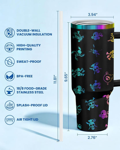 Fantasy Cat Dinosaur 40 oz Tumbler with Handle, Cat Lover Gift | Feline Lover Gift, Feline Kitty Whiskers Paw Meow Fur Baby Enchanted Magical Mythical Quest Tumbler