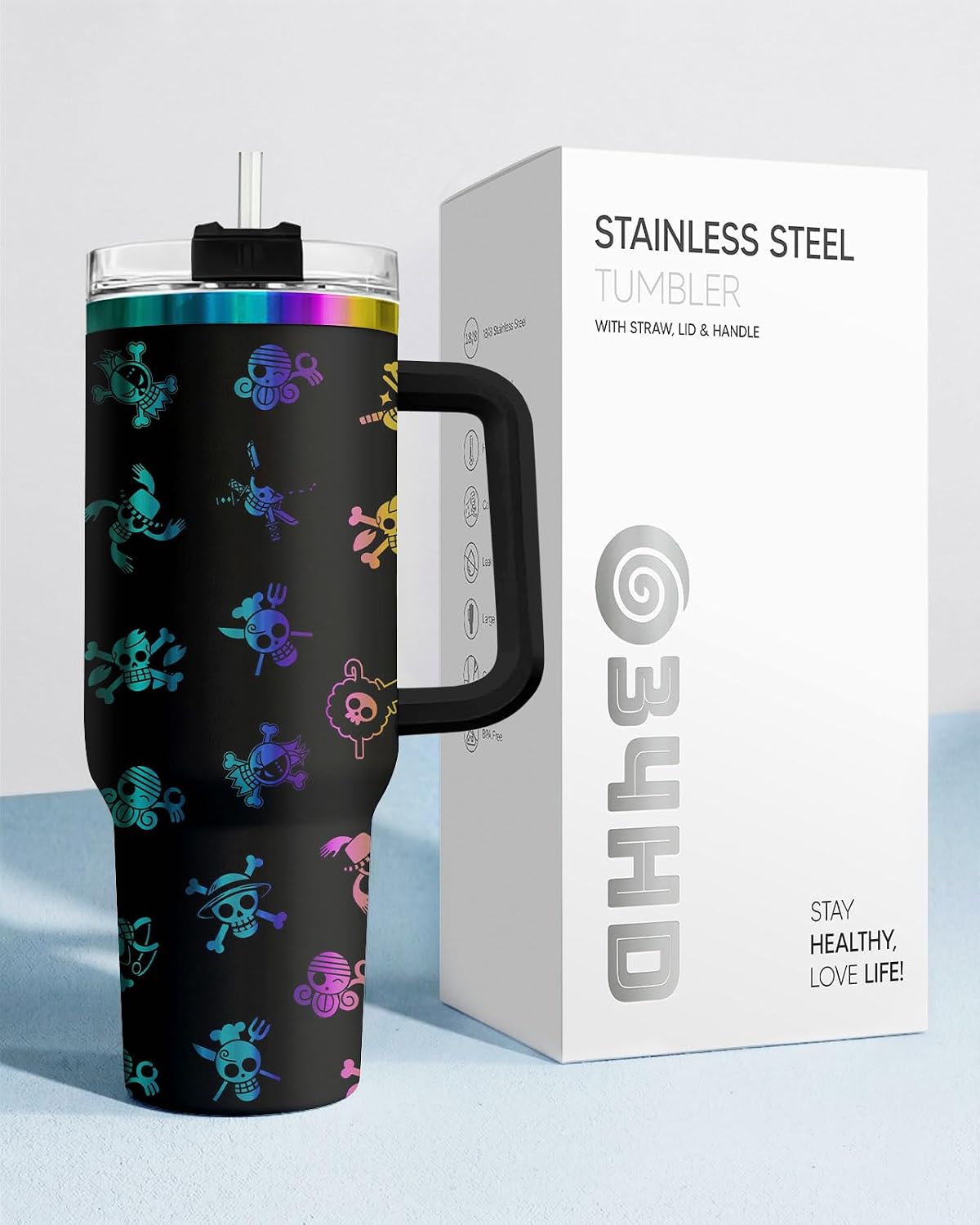 Fantasy Cat Dinosaur 40 oz Tumbler with Handle, Cat Lover Gift | Feline Lover Gift, Feline Kitty Whiskers Paw Meow Fur Baby Enchanted Magical Mythical Quest Tumbler
