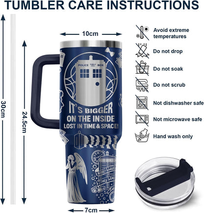 Fantasy Cat Dinosaur 40 oz Tumbler with Handle, Cat Lover Gift | Feline Lover Gift, Feline Kitty Whiskers Paw Meow Fur Baby Enchanted Magical Mythical Quest Tumbler