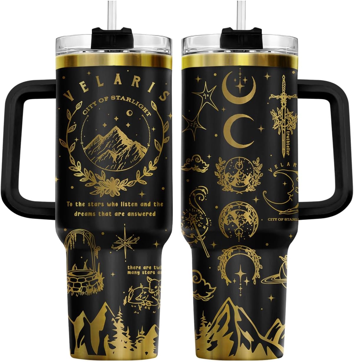 Fantasy Cat Dinosaur 40 oz Tumbler with Handle, Cat Lover Gift | Feline Lover Gift, Feline Kitty Whiskers Paw Meow Fur Baby Enchanted Magical Mythical Quest Tumbler