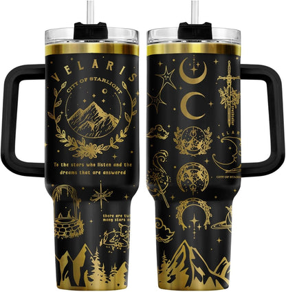 Fantasy Cat Dinosaur 40 oz Tumbler with Handle, Cat Lover Gift | Feline Lover Gift, Feline Kitty Whiskers Paw Meow Fur Baby Enchanted Magical Mythical Quest Tumbler