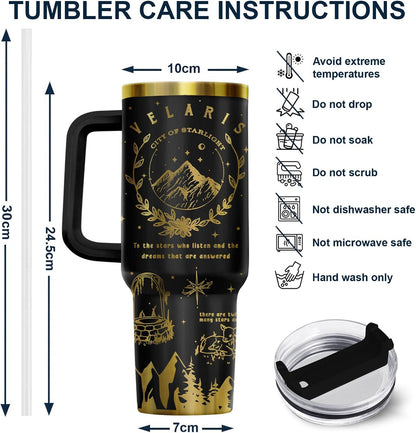 Fantasy Cat Dinosaur 40 oz Tumbler with Handle, Cat Lover Gift | Feline Lover Gift, Feline Kitty Whiskers Paw Meow Fur Baby Enchanted Magical Mythical Quest Tumbler
