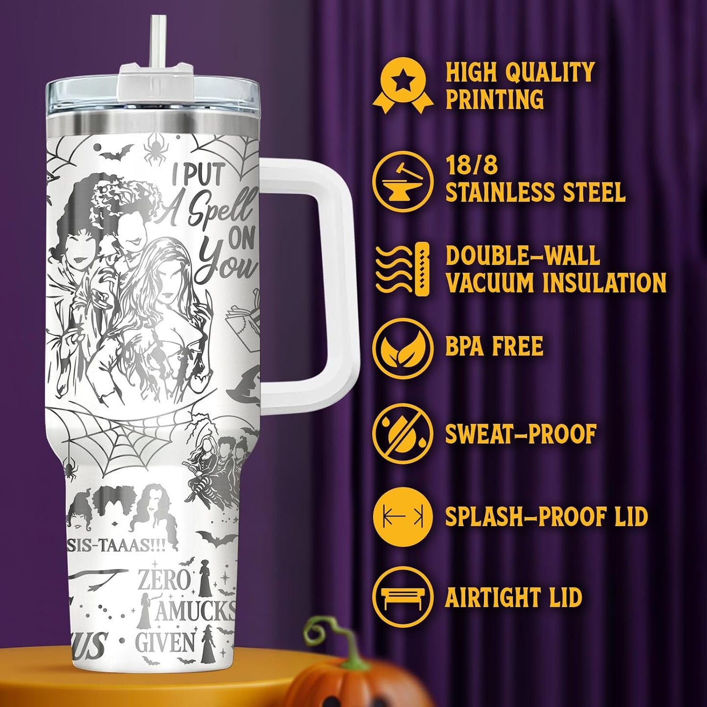 Fantasy Cat Dinosaur 40 oz Tumbler with Handle, Cat Lover Gift | Feline Lover Gift, Feline Kitty Whiskers Paw Meow Fur Baby Enchanted Magical Mythical Quest Tumbler