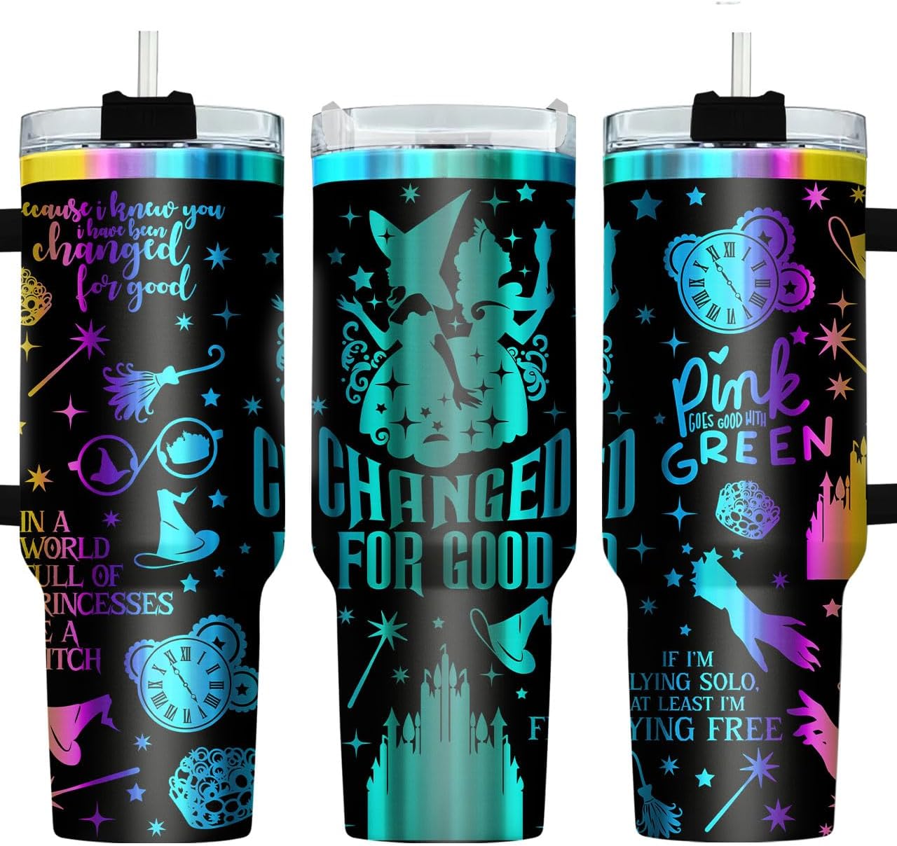 Fantasy Cat Dinosaur 40 oz Tumbler with Handle, Cat Lover Gift | Feline Lover Gift, Feline Kitty Whiskers Paw Meow Fur Baby Enchanted Magical Mythical Quest Tumbler