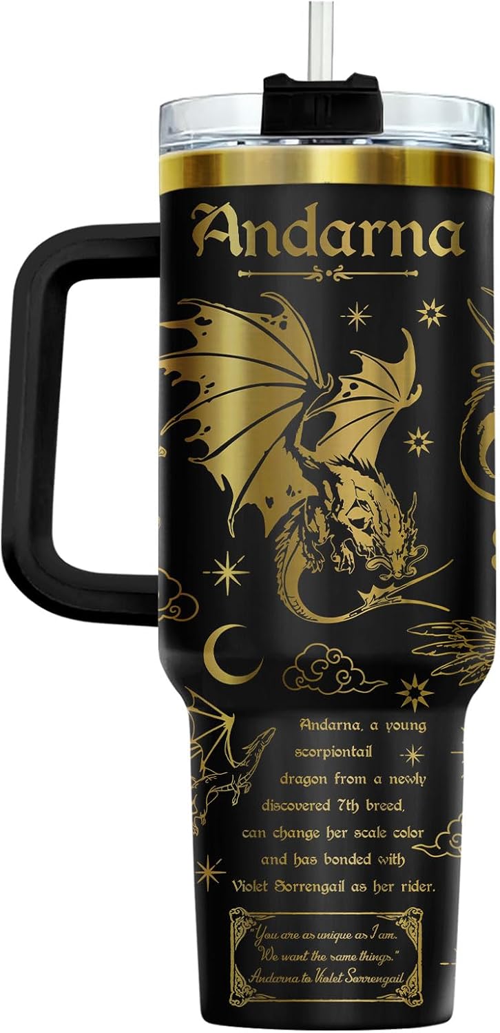 Fantasy Cat Dinosaur 40 oz Tumbler with Handle, Cat Lover Gift | Feline Lover Gift, Feline Kitty Whiskers Paw Meow Fur Baby Enchanted Magical Mythical Quest Tumbler