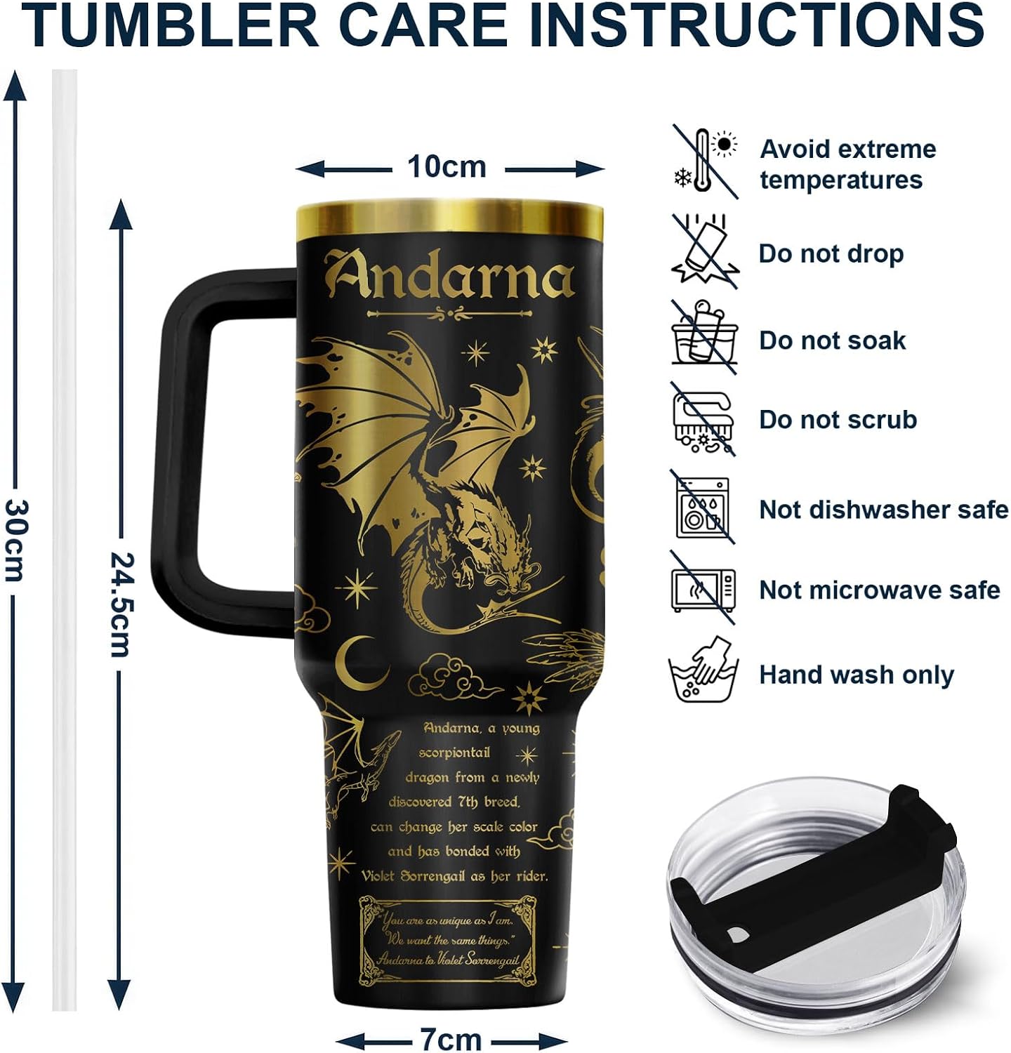 Fantasy Cat Dinosaur 40 oz Tumbler with Handle, Cat Lover Gift | Feline Lover Gift, Feline Kitty Whiskers Paw Meow Fur Baby Enchanted Magical Mythical Quest Tumbler