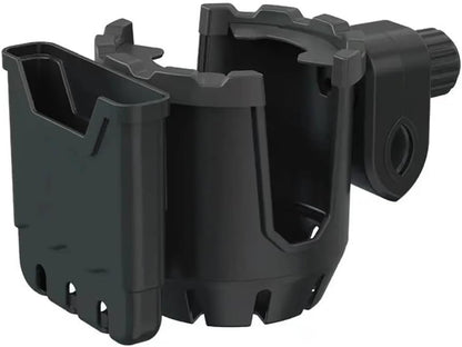 Universal, Stroller, Sturdy, Cup and Cell Phone Holder, All Black, 2-in-1, for Carriages, Walker, Wheelchairs, Rollator, Scooters & Bike Phone & Cupholder Organizer - Easy to Install