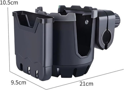 Universal, Stroller, Sturdy, Cup and Cell Phone Holder, All Black, 2-in-1, for Carriages, Walker, Wheelchairs, Rollator, Scooters & Bike Phone & Cupholder Organizer - Easy to Install