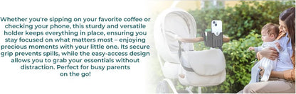 Universal, Stroller, Sturdy, Cup and Cell Phone Holder, All Black, 2-in-1, for Carriages, Walker, Wheelchairs, Rollator, Scooters & Bike Phone & Cupholder Organizer - Easy to Install