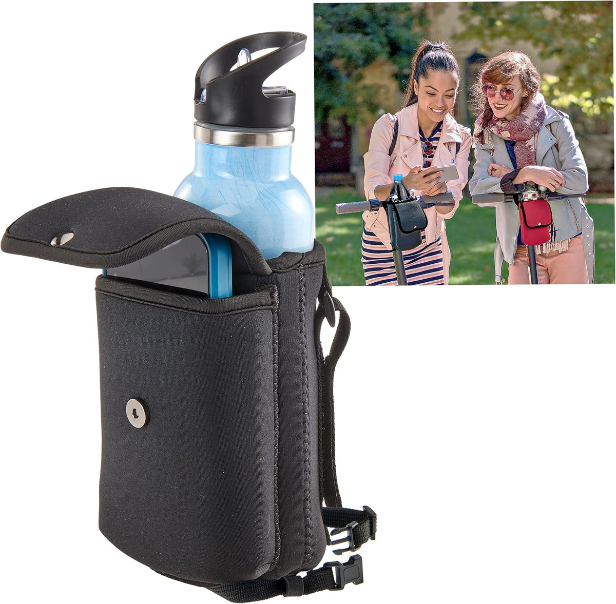 Neoprene Bottle Holder and Phone Holder for Walker, Scooter, Wheelchair