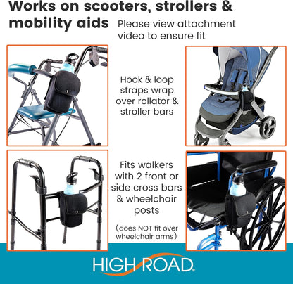 Neoprene Bottle Holder and Phone Holder for Walker, Scooter, Wheelchair