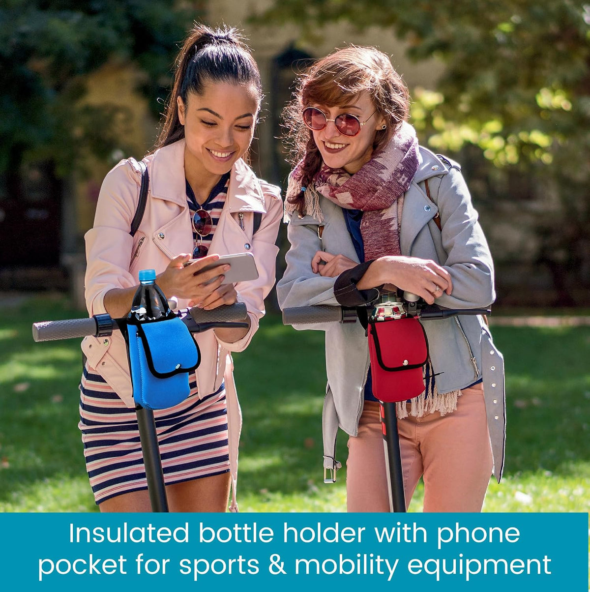 Neoprene Bottle Holder and Phone Holder for Walker, Scooter, Wheelchair