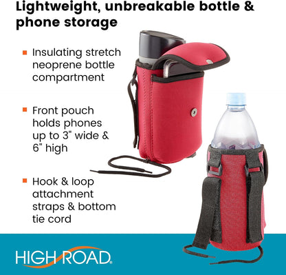 Neoprene Bottle Holder and Phone Holder for Walker, Scooter, Wheelchair