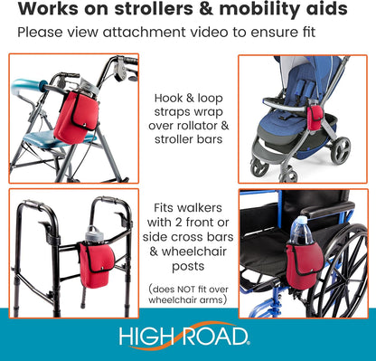 Neoprene Bottle Holder and Phone Holder for Walker, Scooter, Wheelchair