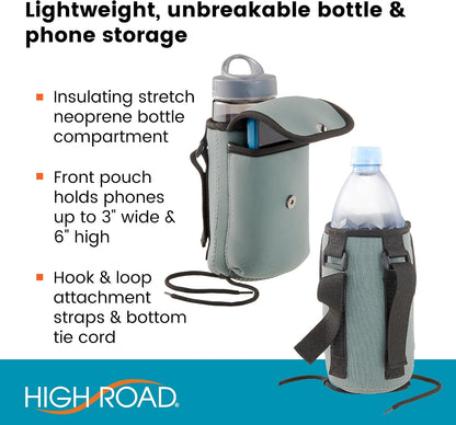 Neoprene Bottle Holder and Phone Holder for Walker, Scooter, Wheelchair