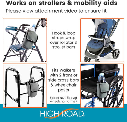 Neoprene Bottle Holder and Phone Holder for Walker, Scooter, Wheelchair