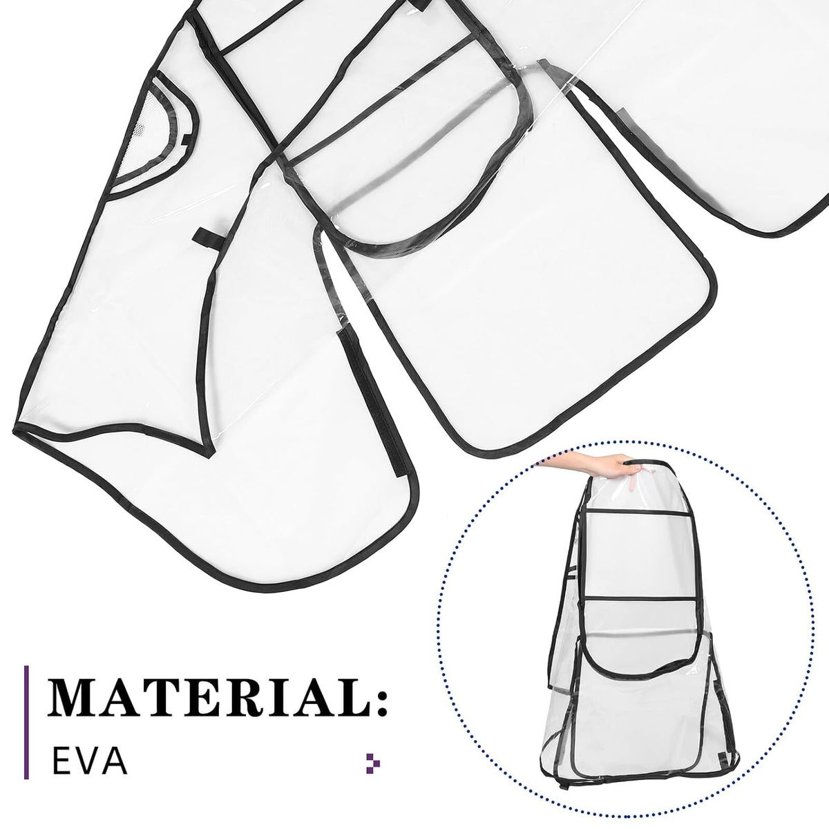 Universal Stroller Rain Cover with Wind Protector and Eva Material, Protective Shield with Zipper and Viewing Window, Waterproof Dustproof for Travel and Outdoor Use