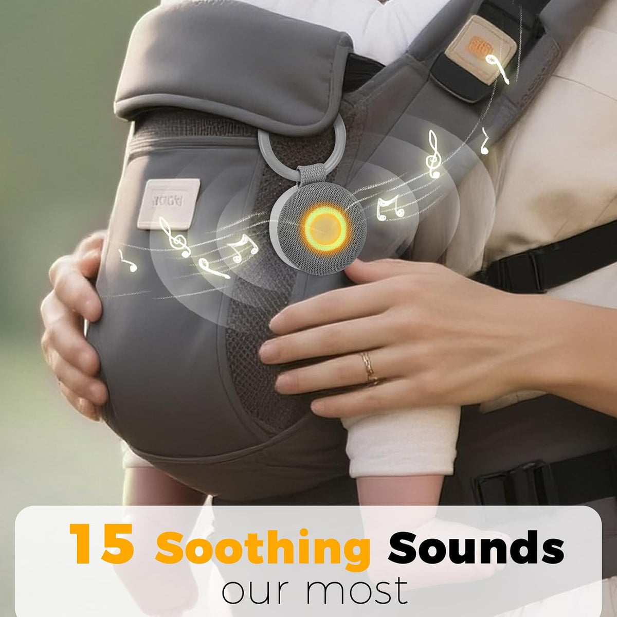 Portable Sound Machine - White Noise Sound Machine for Baby, Travel Donut Sound Machine for Sleep, 15 Soothing Sounds & 7 Colors Night Light, Breathing, Baby Shusher, Registry Gift, Beige