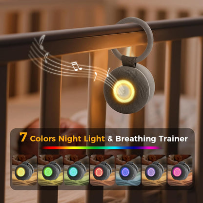 Portable Sound Machine - White Noise Sound Machine for Baby, Travel Donut Sound Machine for Sleep, 15 Soothing Sounds & 7 Colors Night Light, Breathing, Baby Shusher, Registry Gift, Beige