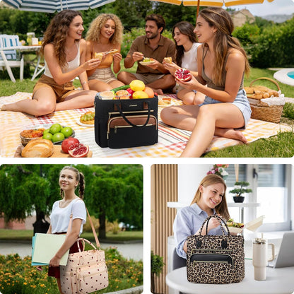 Insulated Lunch Box for Women,Large Adult Lunch Cooler Bag Women | Wide Opening Leakproof Cooler Bag with Cup Holder,Lunch Teacher Tote Bag for Work,Picnic,Beach,Family,College,Gift,13L - Colors B