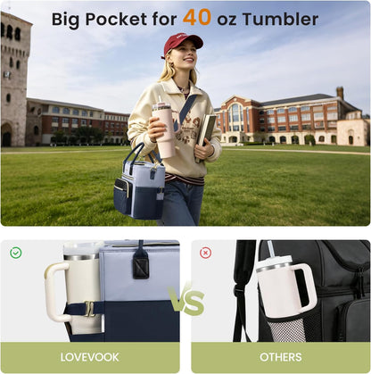 Insulated Lunch Box for Women,Large Adult Lunch Cooler Bag Women | Wide Opening Leakproof Cooler Bag with Cup Holder,Lunch Teacher Tote Bag for Work,Picnic,Beach,Family,College,Gift,13L - Colors B