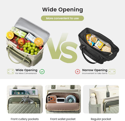 Insulated Lunch Box for Women,Large Adult Lunch Cooler Bag Women | Wide Opening Leakproof Cooler Bag with Cup Holder,Lunch Teacher Tote Bag for Work,Picnic,Beach,Family,College,Gift,13L - Colors B