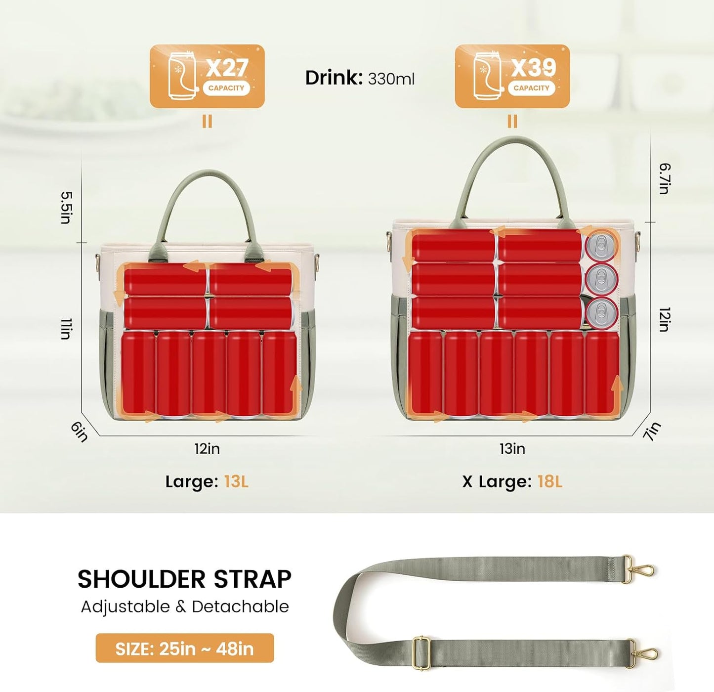 Insulated Lunch Box for Women,Large Adult Lunch Cooler Bag Women | Wide Opening Leakproof Cooler Bag with Cup Holder,Lunch Teacher Tote Bag for Work,Picnic,Beach,Family,College,Gift,13L - Colors B