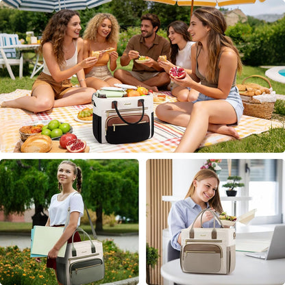 Insulated Lunch Box for Women,Large Adult Lunch Cooler Bag Women | Wide Opening Leakproof Cooler Bag with Cup Holder,Lunch Teacher Tote Bag for Work,Picnic,Beach,Family,College,Gift,13L - Colors B