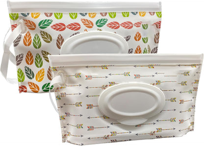 Baby Wipes Dispenser, 2 Pack Reusable Travel Wipes Case, Portable Refillable Baby Wipe Holder Wipes Container for Travel & Home Use