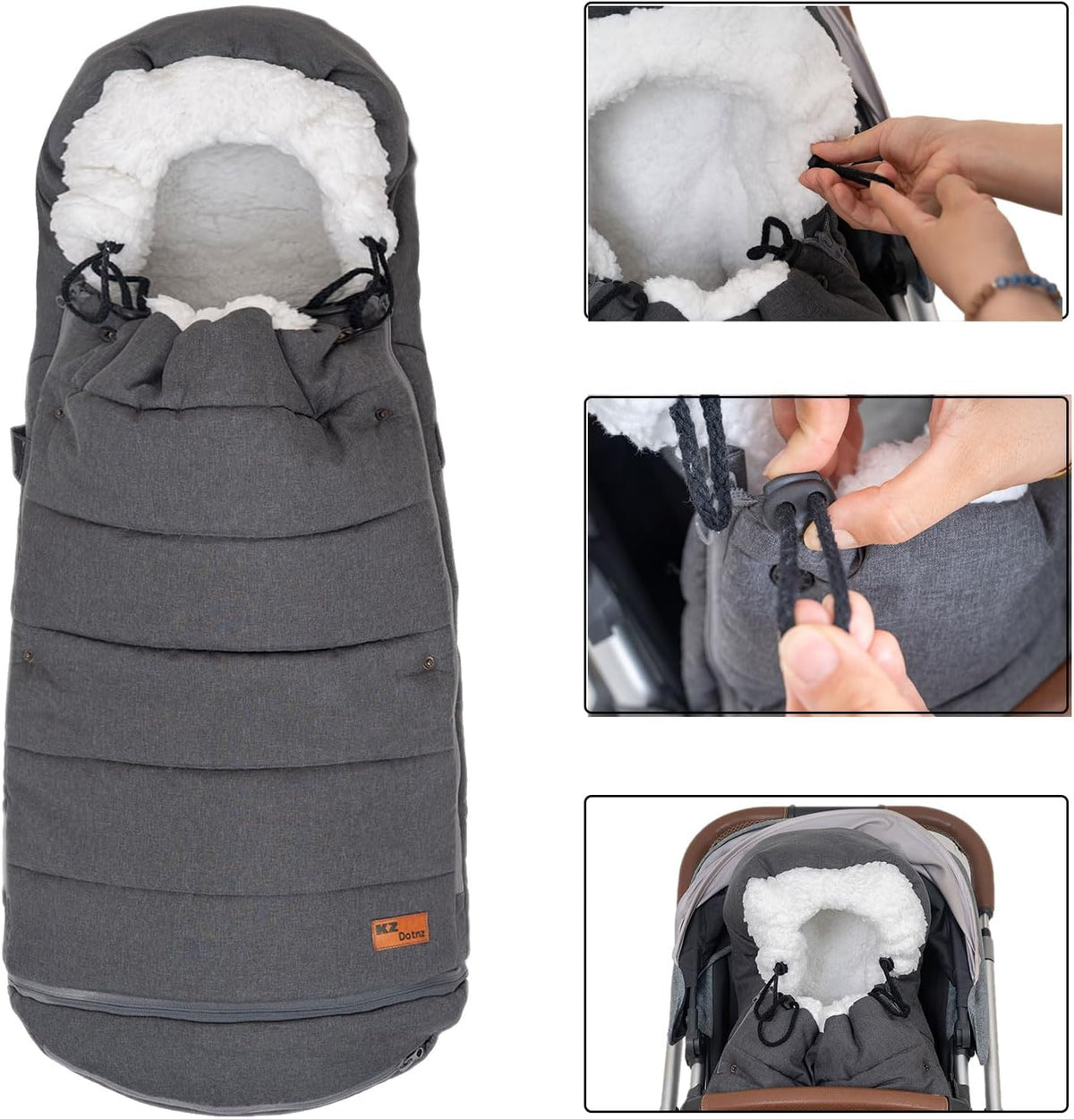 Baby Stroller Bunting Bag+Handmuff Set - Compatible with All UPPAbaby, Nuna, BOB, Jogger, Graco and Other All Strollers -Waterproof Winter Stroller Footmuff -Length Adjustable for 6 M to 5T
