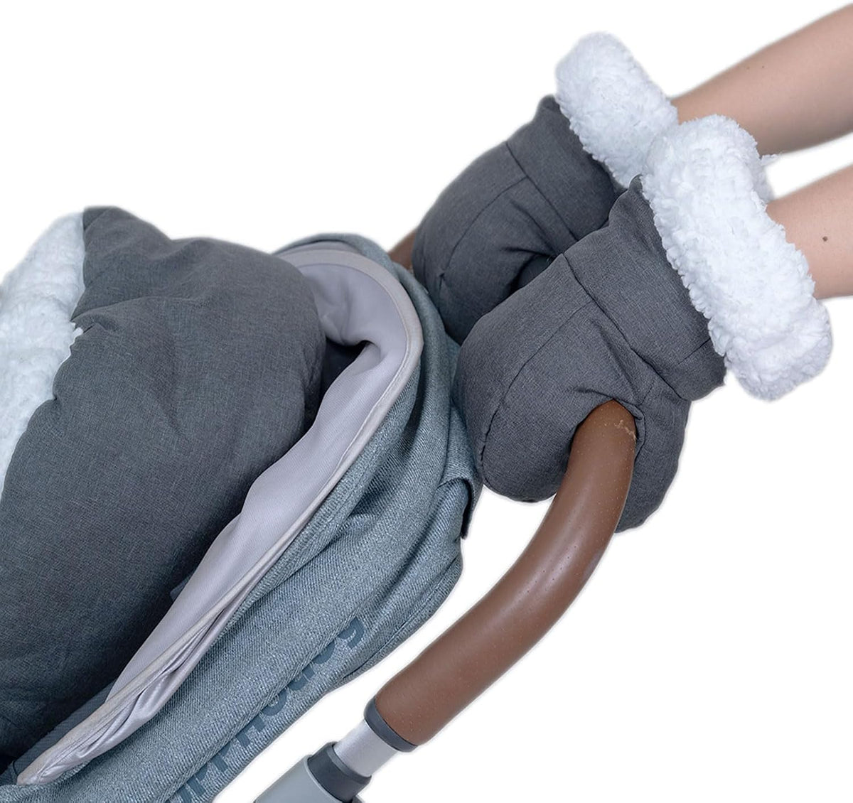 Baby Stroller Bunting Bag+Handmuff Set - Compatible with All UPPAbaby, Nuna, BOB, Jogger, Graco and Other All Strollers -Waterproof Winter Stroller Footmuff -Length Adjustable for 6 M to 5T