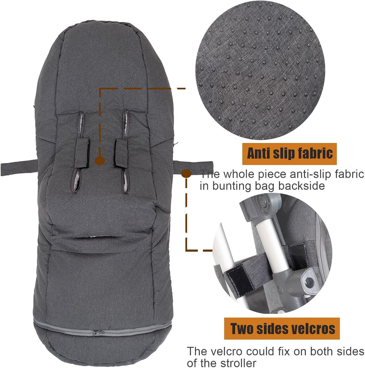 Baby Stroller Bunting Bag+Handmuff Set - Compatible with All UPPAbaby, Nuna, BOB, Jogger, Graco and Other All Strollers -Waterproof Winter Stroller Footmuff -Length Adjustable for 6 M to 5T