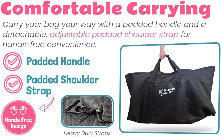 Stroller Bag – Baby Stroller Travel Bag for Single & Double Strollers - Black Stroller Storage Bag - Protects Strollers While Traveling - Complete with Stroller Hook
