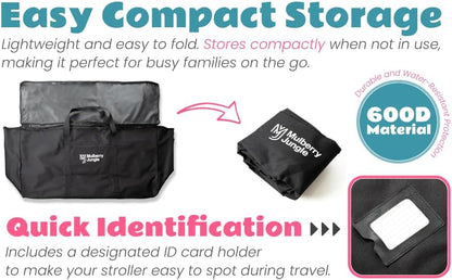 Stroller Bag – Baby Stroller Travel Bag for Single & Double Strollers - Black Stroller Storage Bag - Protects Strollers While Traveling - Complete with Stroller Hook