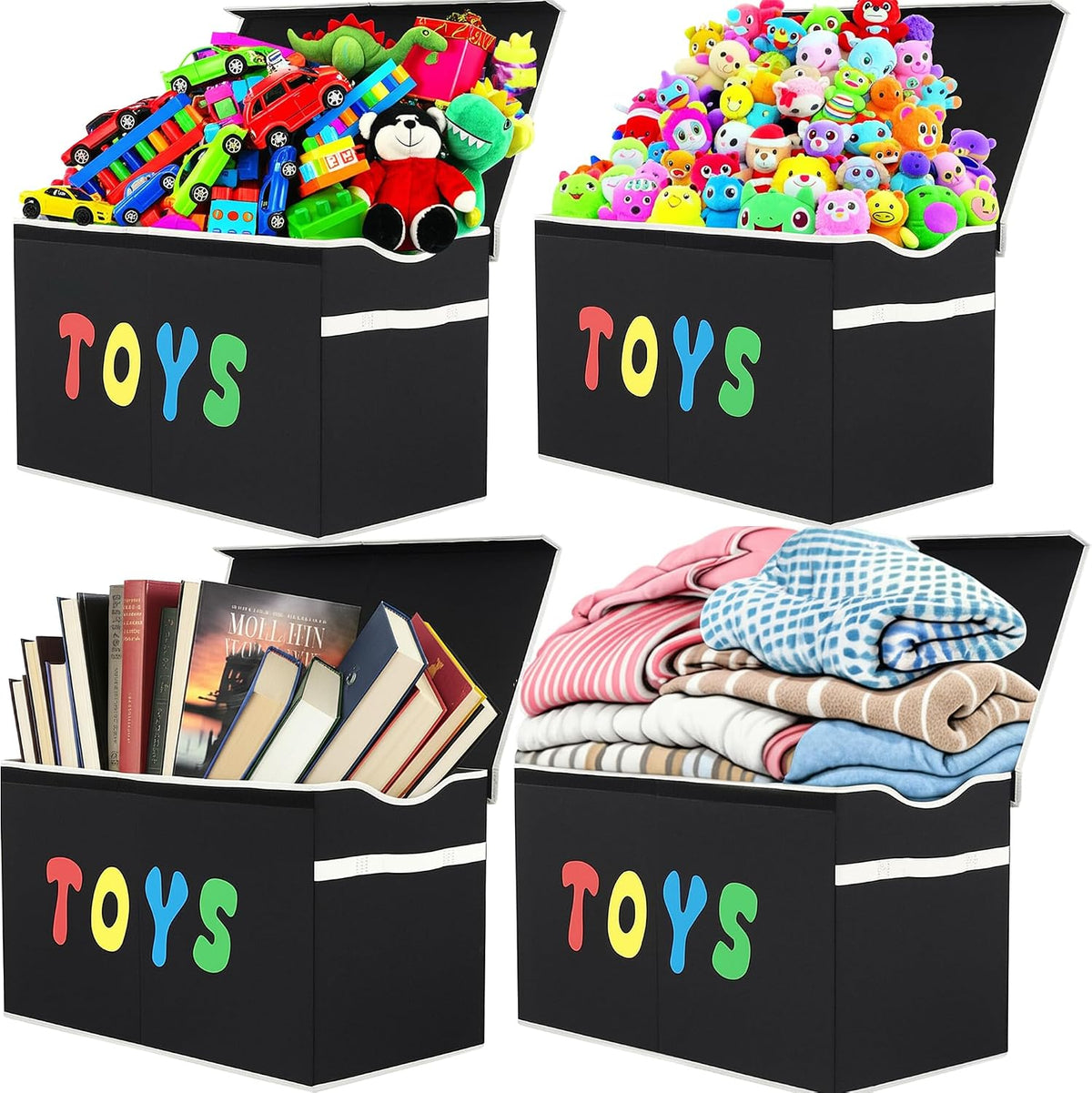 Toy Box Chest, Collapsible Sturdy Storage Bins with Lids, Extra Large Kids Toy Storage Organizer Boxes Bins Baskets for Kids, Boys, Girls, Nursery Room, Playroom, Closet (Linen Gray)