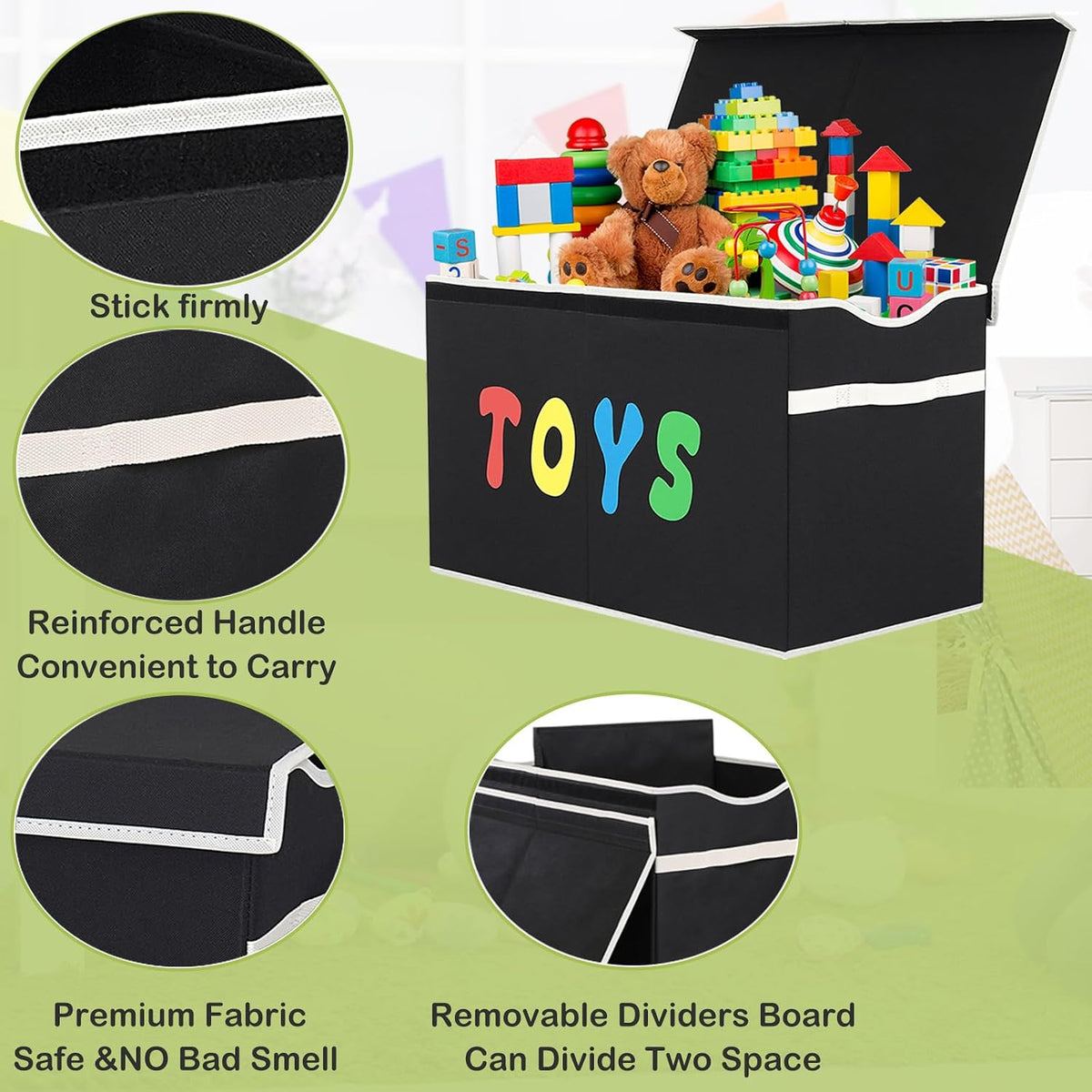 Toy Box Chest, Collapsible Sturdy Storage Bins with Lids, Extra Large Kids Toy Storage Organizer Boxes Bins Baskets for Kids, Boys, Girls, Nursery Room, Playroom, Closet (Linen Gray)