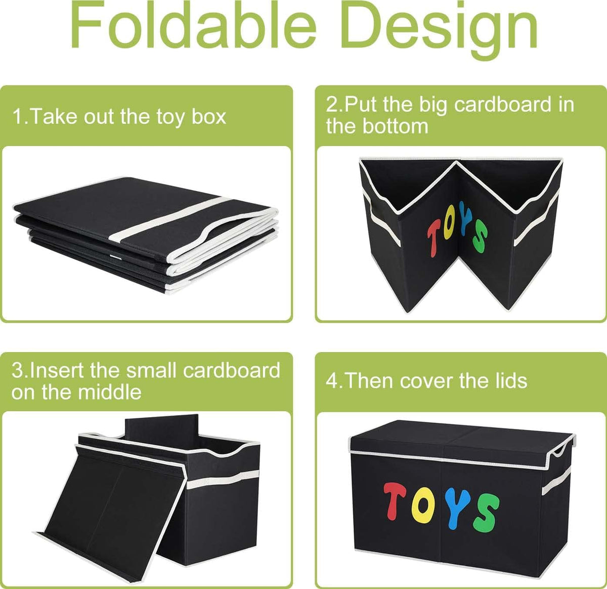 Toy Box Chest, Collapsible Sturdy Storage Bins with Lids, Extra Large Kids Toy Storage Organizer Boxes Bins Baskets for Kids, Boys, Girls, Nursery Room, Playroom, Closet (Linen Gray)