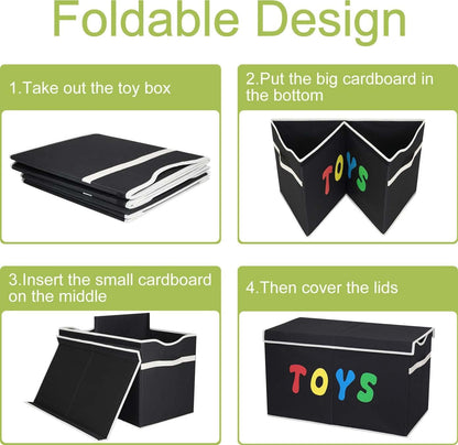 Toy Box Chest, Collapsible Sturdy Storage Bins with Lids, Extra Large Kids Toy Storage Organizer Boxes Bins Baskets for Kids, Boys, Girls, Nursery Room, Playroom, Closet (Linen Gray)