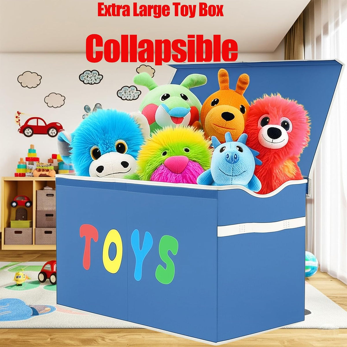 Toy Box Chest, Collapsible Sturdy Storage Bins with Lids, Extra Large Kids Toy Storage Organizer Boxes Bins Baskets for Kids, Boys, Girls, Nursery Room, Playroom, Closet (Linen Gray)